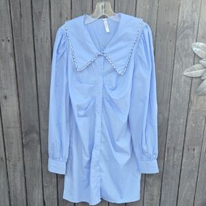 Moonsea Sky Blue Dress with Classic Collar